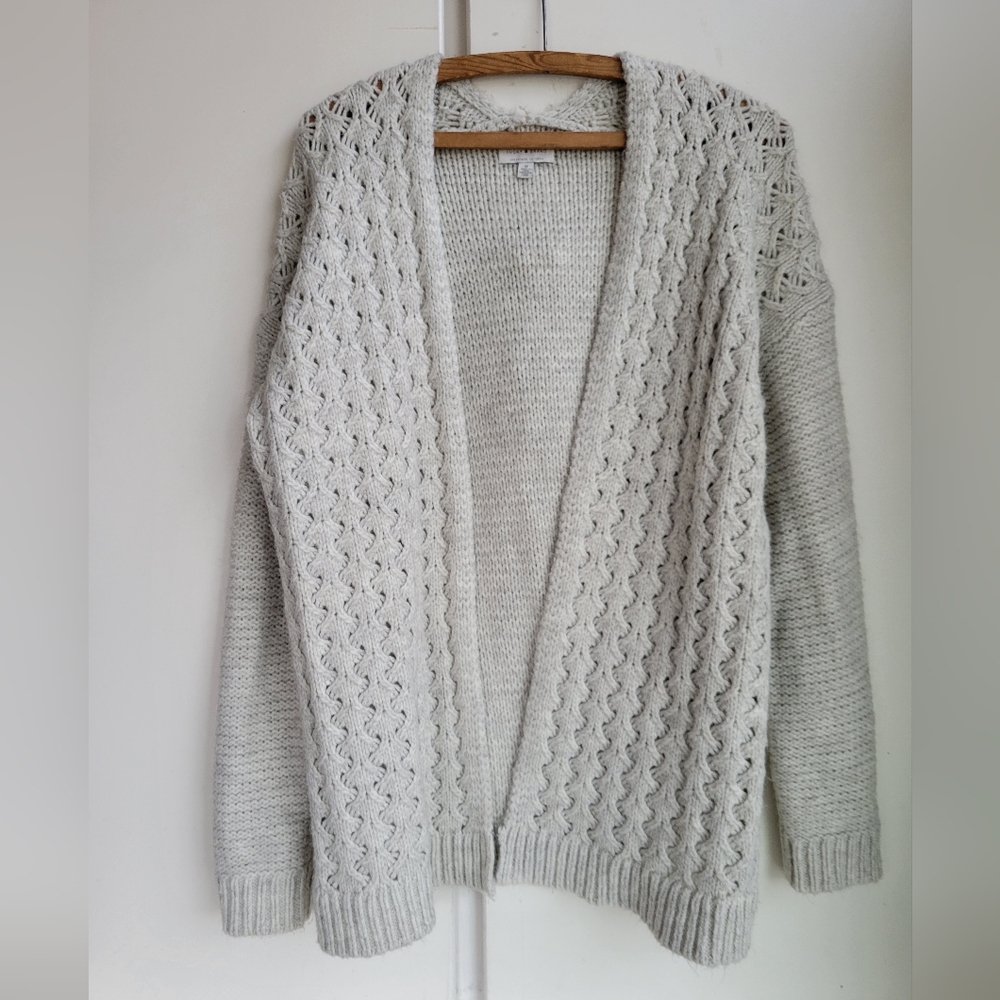 Lucky Brand Women’s Open Front Cable Knit Chunky Cardigan Heather Grey Size M